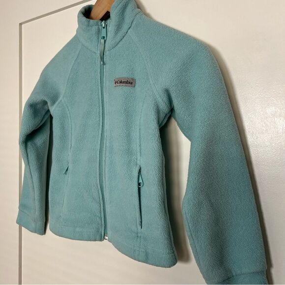 Columbia Jacket Kids Youth Sz XS Aqua Blue Fleece Full Zip Pockets Soft - Picture 3 of 11